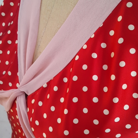 NEW size 8 POLECI Polka dot SILK dress Pinup Girl - Picture 7 of 12